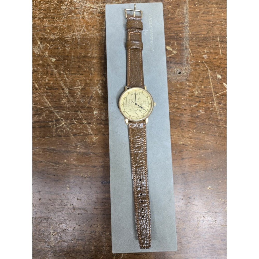 Hamilton H&T 8702 Railroad Train Skyline Wristwatch Leather Band Untested